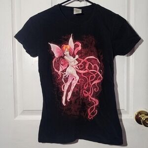 Black Y2K Fairy Black Fitted Tshirt